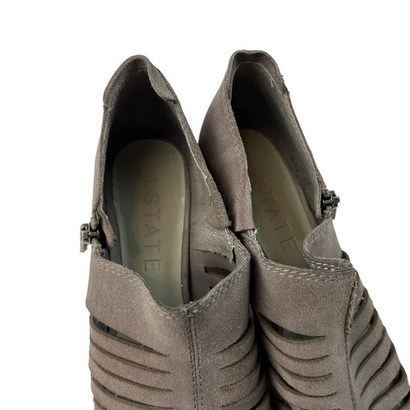 1. STATE Arnet Ankle Booties Size 6.5 M 37 Fog Gray Cut Out Block Heel Suede - Picture 6 of 13